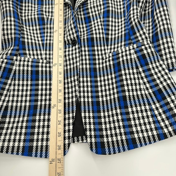 Banana Republic Womens Sz 4 Tailored Blazer/Jacket Blue White Black Plaid NEW! - Picture 16 of 16